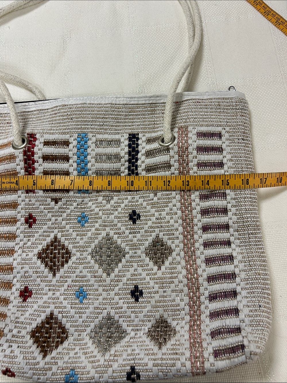 Woven Multi-Accent Tote Bag - Neutral image 3
